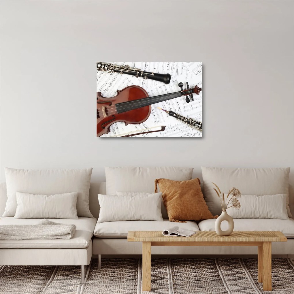 Sklenený obraz - Hudobné nástroje (70x50 cm)