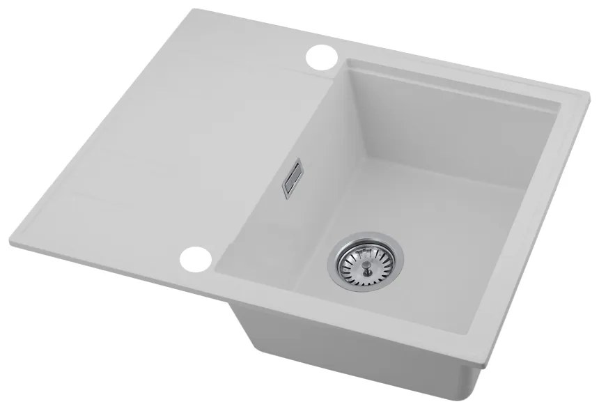 Gamma Modern 6550, 1-komorový granitový drez 650x500x210 mm s krátkym odkvapkávačom, biela, GMA-ZLE000094