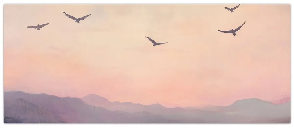 Obraz - Hejno vtákov II. (120x50 cm)