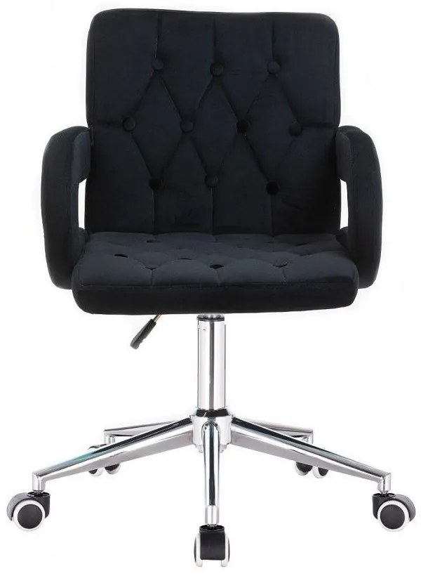 LuxuryForm DESIGN Stolička BOSTON VELUR na striebornej podstave s kolieskami - čierna