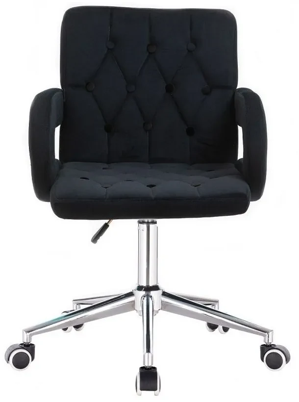 LuxuryForm DESIGN Stolička BOSTON VELUR na striebornej podstave s kolieskami - čierna