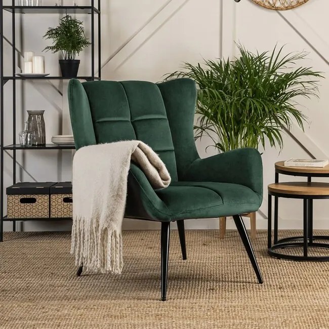 Dizajnové kreslo Viborg ušiak zelená velúr