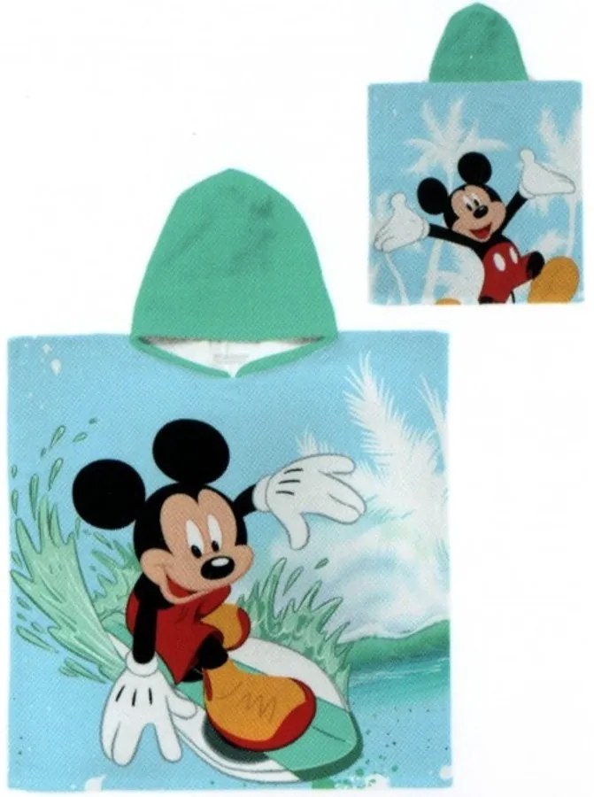 Detské / chlapčenské plážové pončo - osuška s kapucňou Disney - Mickey Mouse - 100% bavlna s gramážou 320 gr./m² - 60 x 120 cm