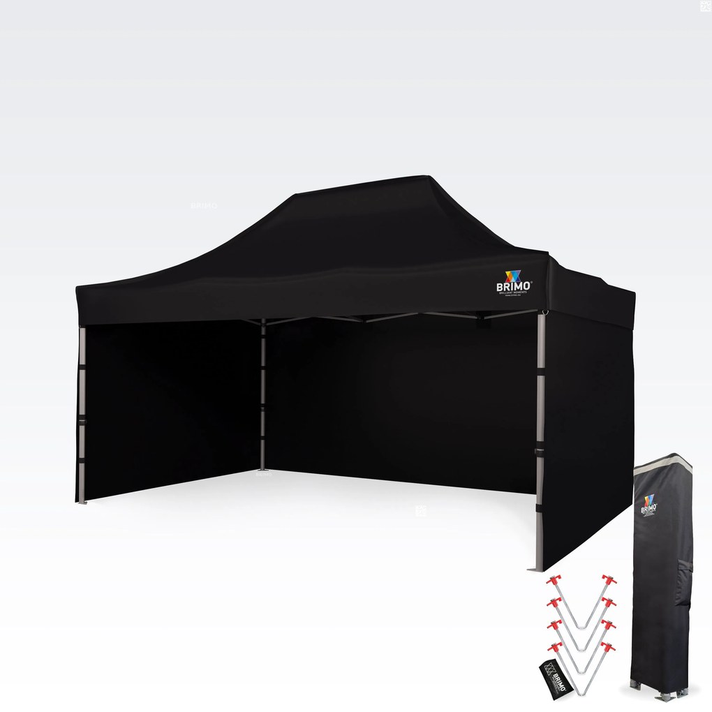 BRIMO Nožnicový stan 3x4,5 m - s 3 stenami - Čierna 14