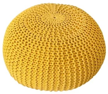 PUF pletený yellow