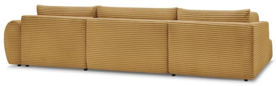 Menčestrová rozkladacia/s úložným priestorom rohová pohovka v horčicovej farbe (ľavý roh/do tvaru "U") Lucien – Bobochic Paris