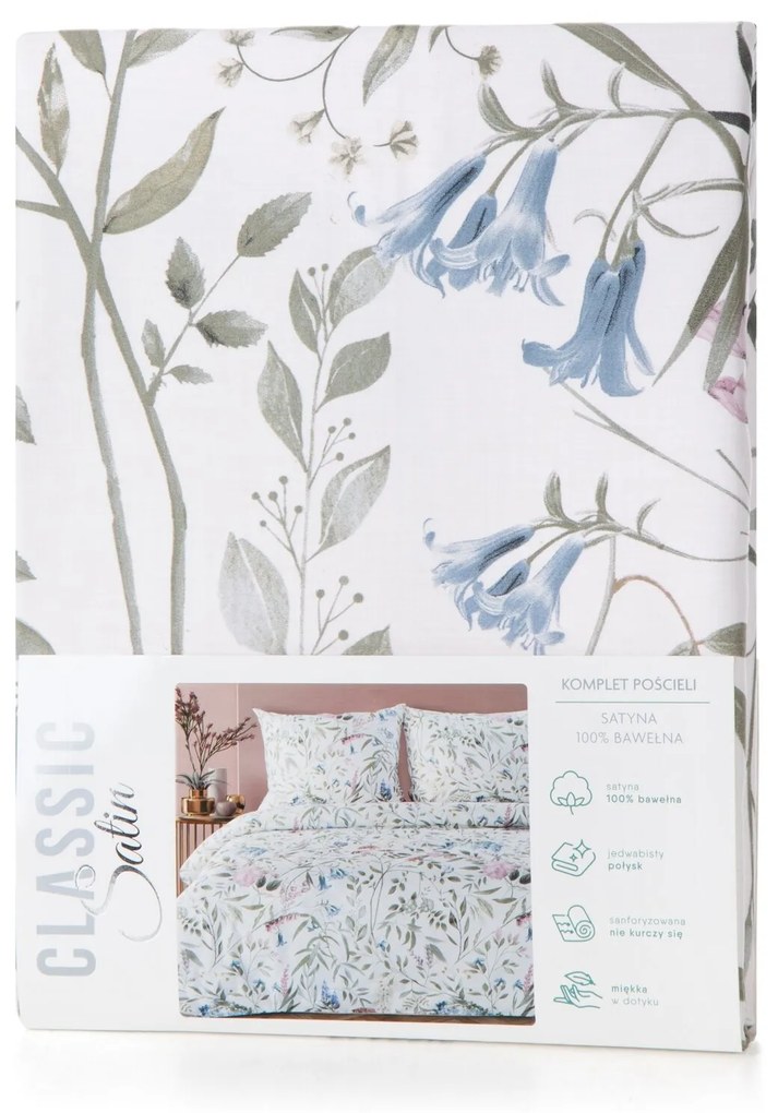 SATÉNOVÉ OBLIEČKY SPRING51 140X200 CM, 1 KS 70X80 CM KVETY