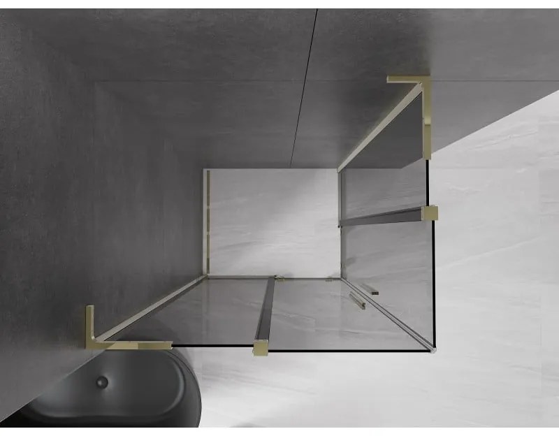 Mexen Velar L Duo, sprchový kút s posuvnými dverami 100 x 90 cm, 8mm šedé sklo, zlatá lesklá, 871-100-090-02-43-50