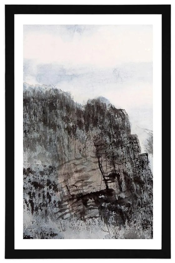 Plagát s paspartou maľba krajiny - 30x45 white