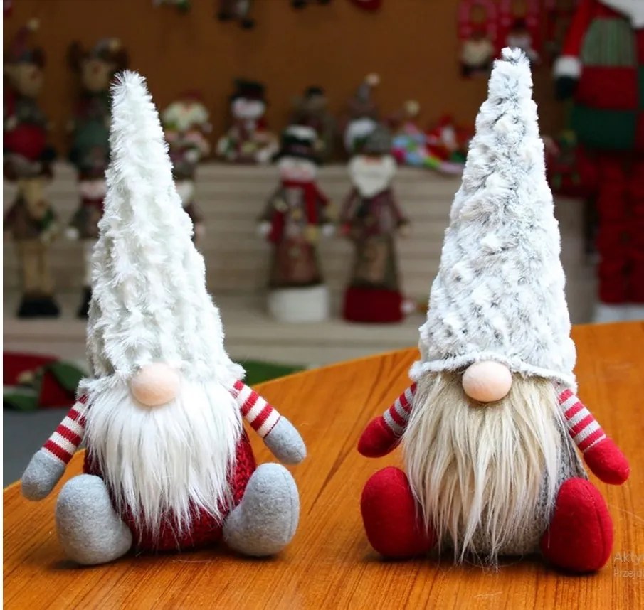 Vánoční skřítek ELF 011 - 40 cm červený/šedý