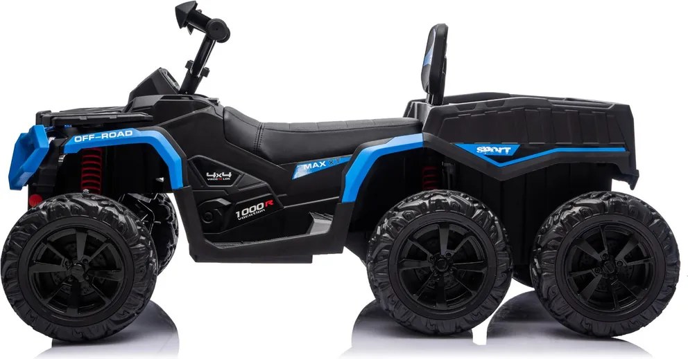 LEAN CARS Štvorkolka na batérie ATV 6 kolies s prívesom JC606 24V 4x4 modrá