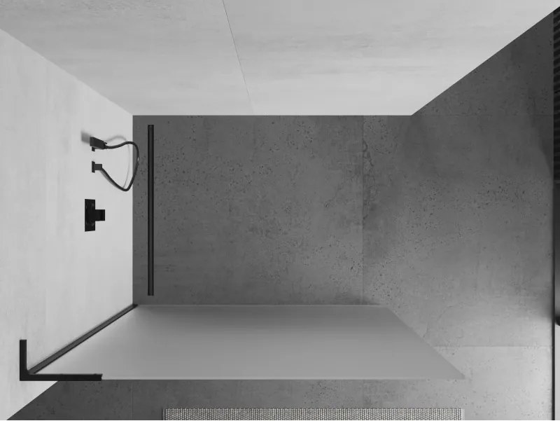 Mexen Kioto L, sprchová zástena Walk-In 120 x 200 cm, 8mm sklo námraza, čierny profil, 800-120-103-70-30