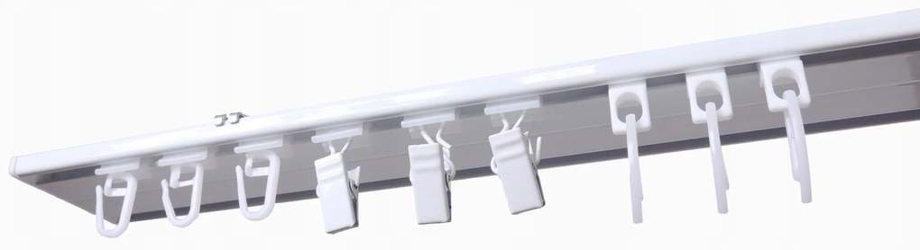 Dekorstudio Stropná hliníková dvojitá koľajnica SMALL Plus Dĺžka: 420cm, Typ príslušenstva: Bežce AS + Francúzsky háčik