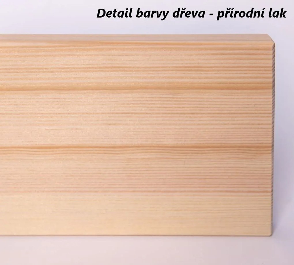 Detská posteľ z masívu borovice DAN s prístelkou a šuplíky - 200x90 cm - prírodná