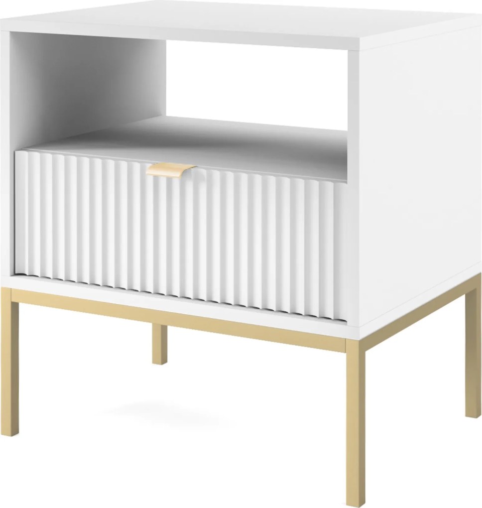 PROXIMA.store - Dizajnový nočný stolík - NOVA (set 2 ks) FARBA: biela, FARBA NÔH: zlatá