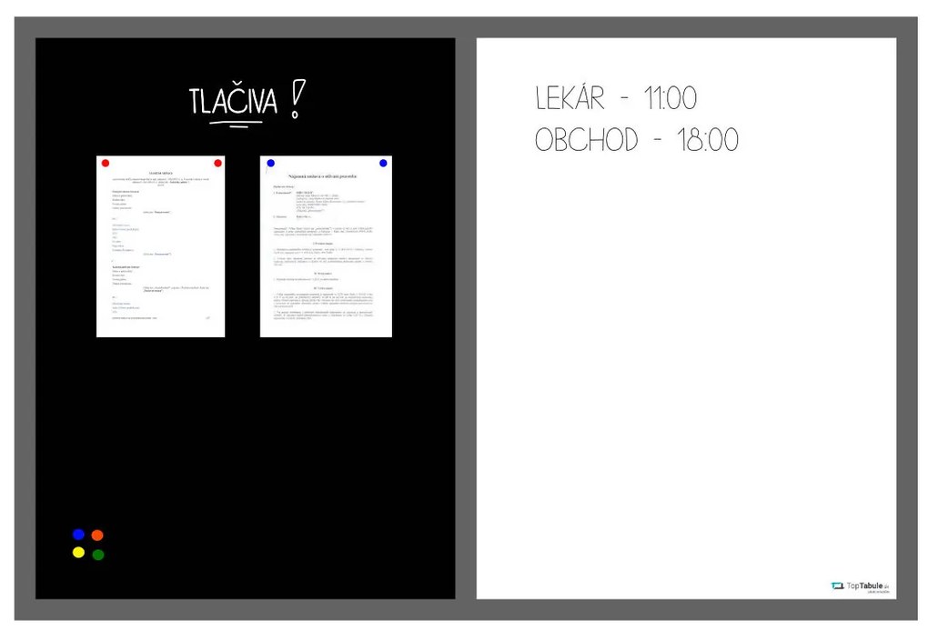 Toptabule.sk Kombinovaná magnetická tabuľa v drevenom ráme + 5 farieb rámu 100×150 cm