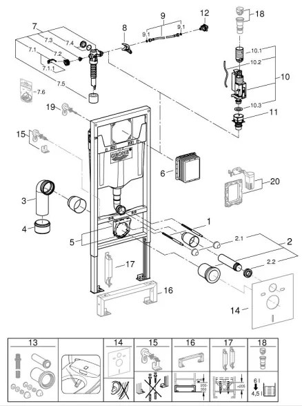 GROHE 103847SH00 - Sada 5 v 1 SOLIDO 1,13 m duro-biela