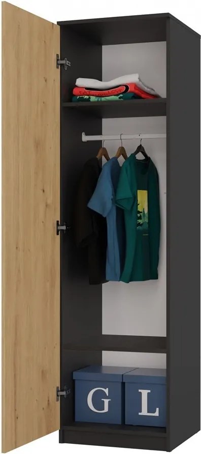 Šatníková skriňa Malwa SD-50 antracit/dub artisan