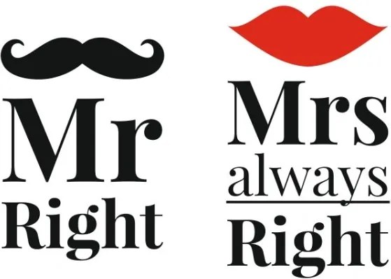 lovel.sk Nálepka na stenu Home - nápis - Mr Right & Mrs always Right N047