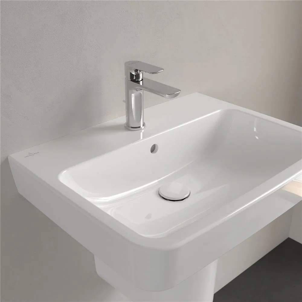 VILLEROY & BOCH O.novo závesné umývadlo s otvorom, s prepadom, 600 x 460 mm, biela alpská, s povrchom CeramicPlus, 4A4160R1