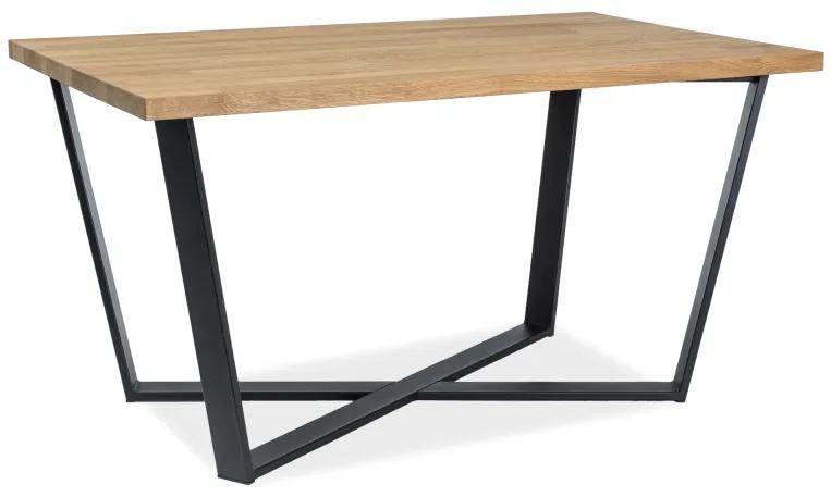 Čierny jedálenský stôl s dubovou doskou MARCELLO 150x90