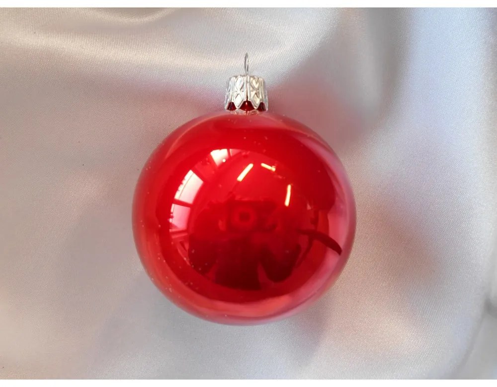 Vianočné gule 10 cm - porcelán SET/4ks - červená lesklá