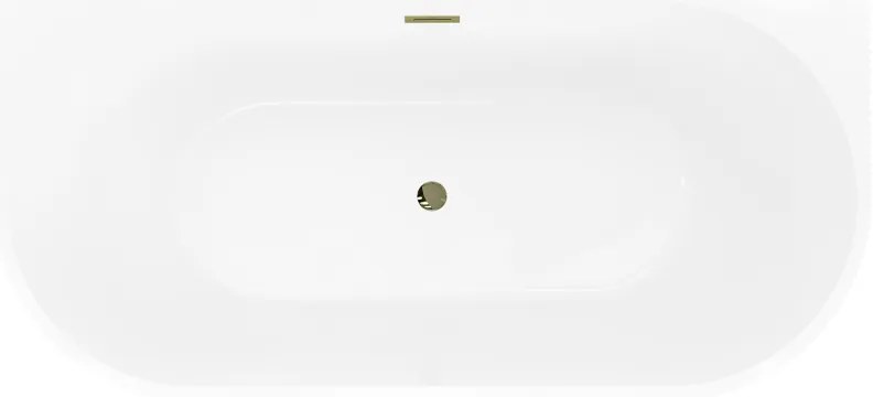 Mexen Oris, voľne stojaca ryhovaná vaňa 150 x 75 cm, biela-čierna, zlatý lesklý prepad, 52871507575-50