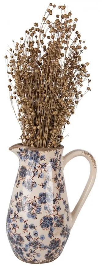 Dekoratívny keramický džbán s modrými kvetmi Blusia - 20*14*25 cm