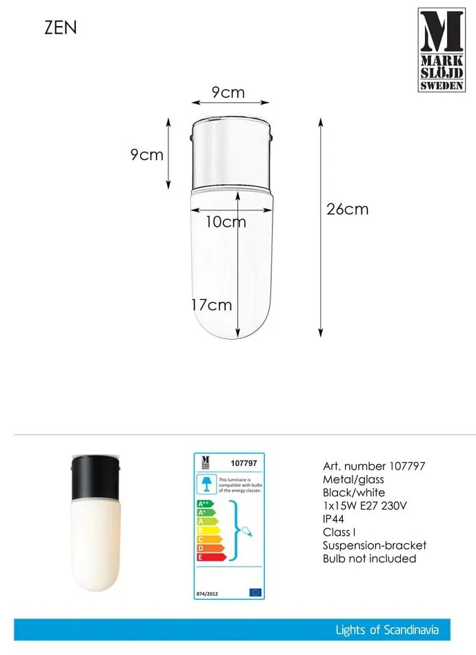 Čierne stropné svietidlo Markslöjd Zen Ceiling Black