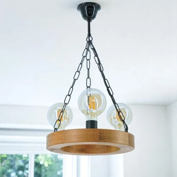 Luster na reťazi IOS 3xE27/60W/230V pr. 30 cm buk