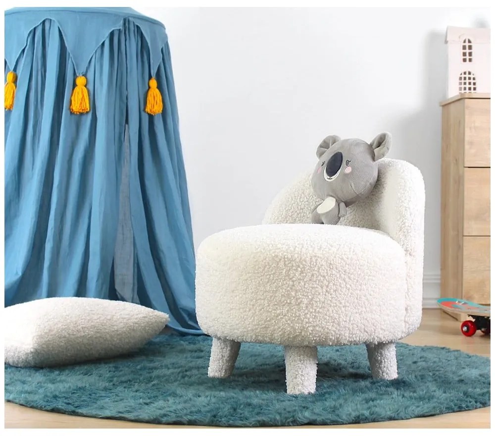 Biele detské kresielko z textílie bouclé Moouv – Artie