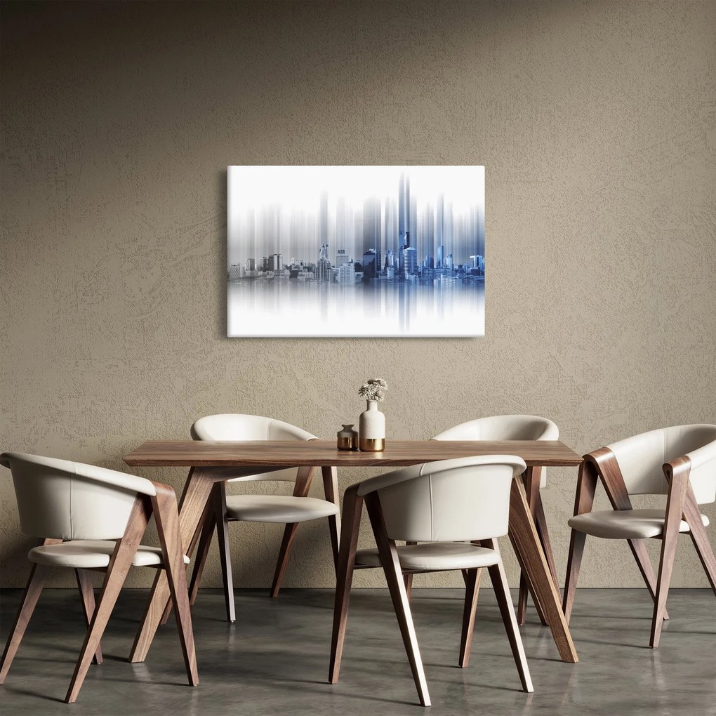 Obraz - Panoráma mesta, modro-šedé (90x60 cm)