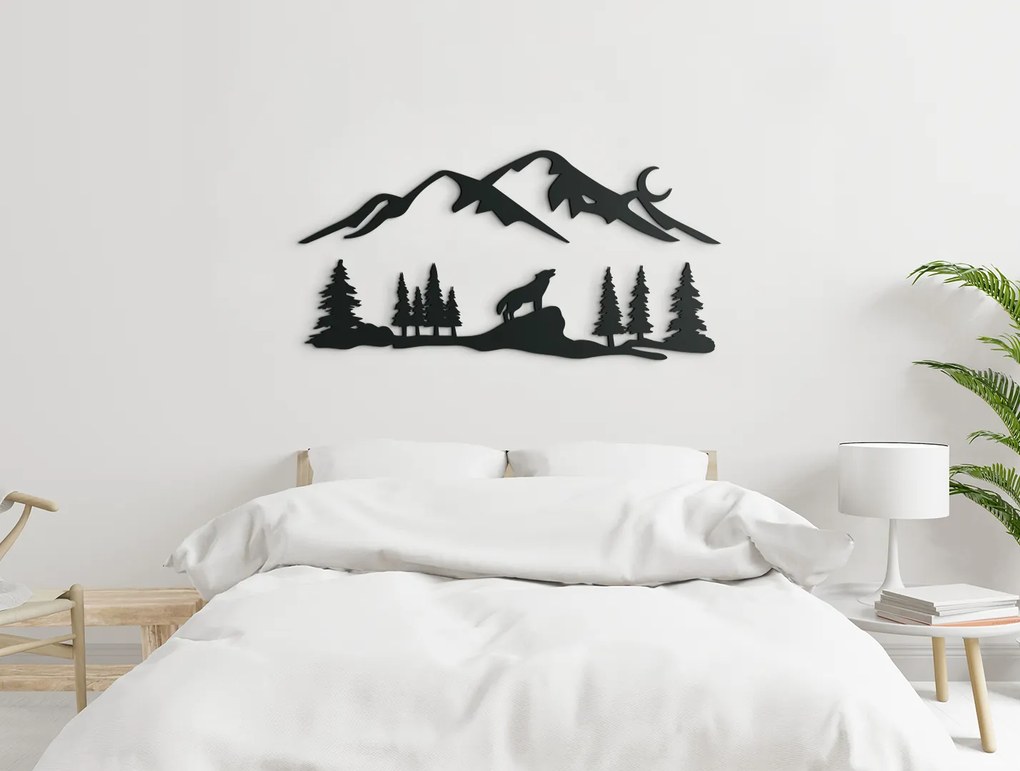 drevko 3D nálepka Vlk - Volanie divočiny Rozmer obrazu: 22 x 44,5 cm, Farba dekorácie: Čierna