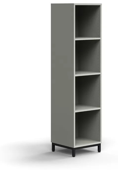 Knižnica QBUS, 3 police, na nožičkách, 1636x400x400 mm, čierna, svetlošedá