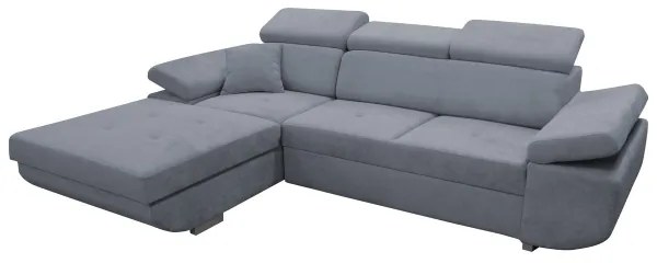 Rozkladacia rohová sedacia súprava s úložným priestorom vo tvare L CASTELO ľavá tmavošedá