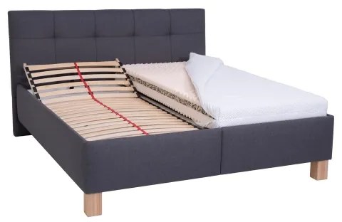 Čalúnená posteľ MARIA 180x200 cm, bez matraca, s úložným priestorom, sivá