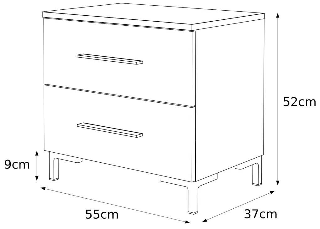 NOČNÝ STOLÍK MARION V LED BIELY LESK + ZLATÉ NOŽIČKY