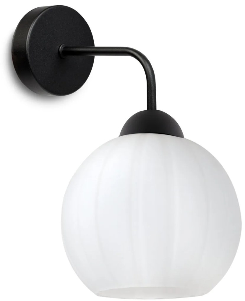 Nástenné svietidlo Costa, 1x biele sklenené tienidlo, b