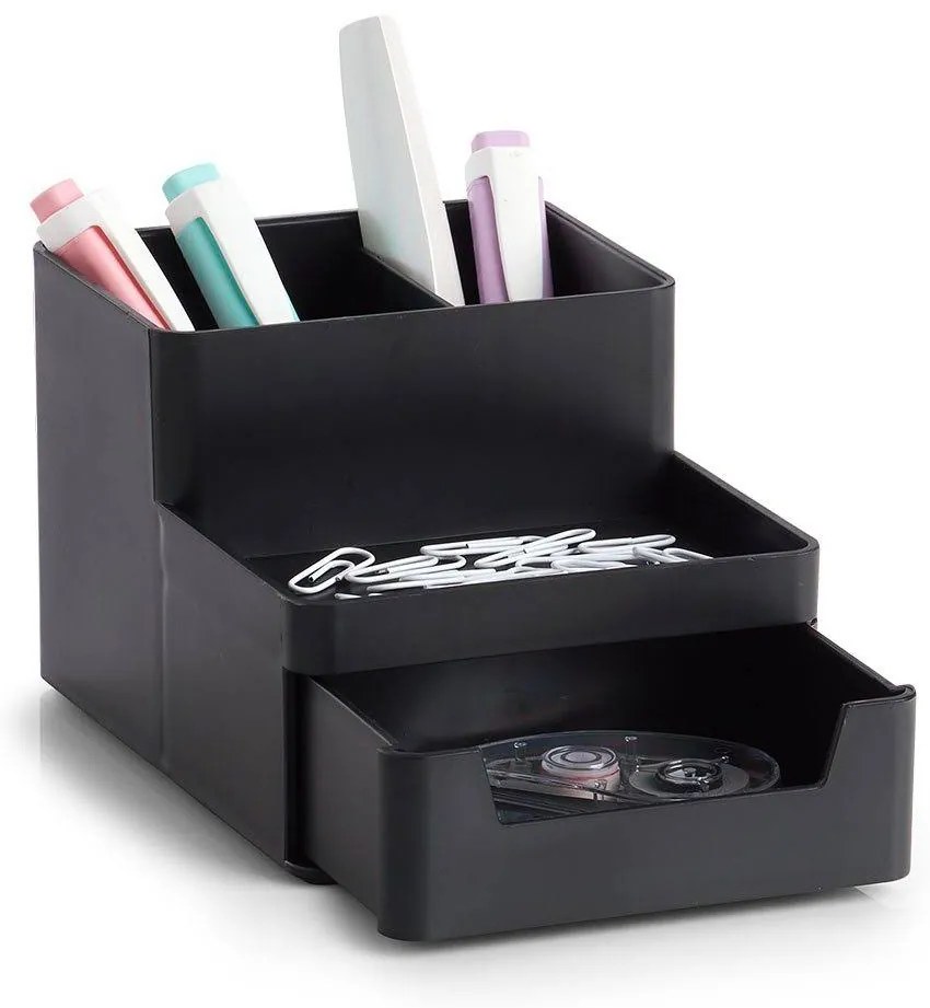 Zeller Present Plastový organizér na písacie a kancelárske potreby, UNTENSIL, čierny