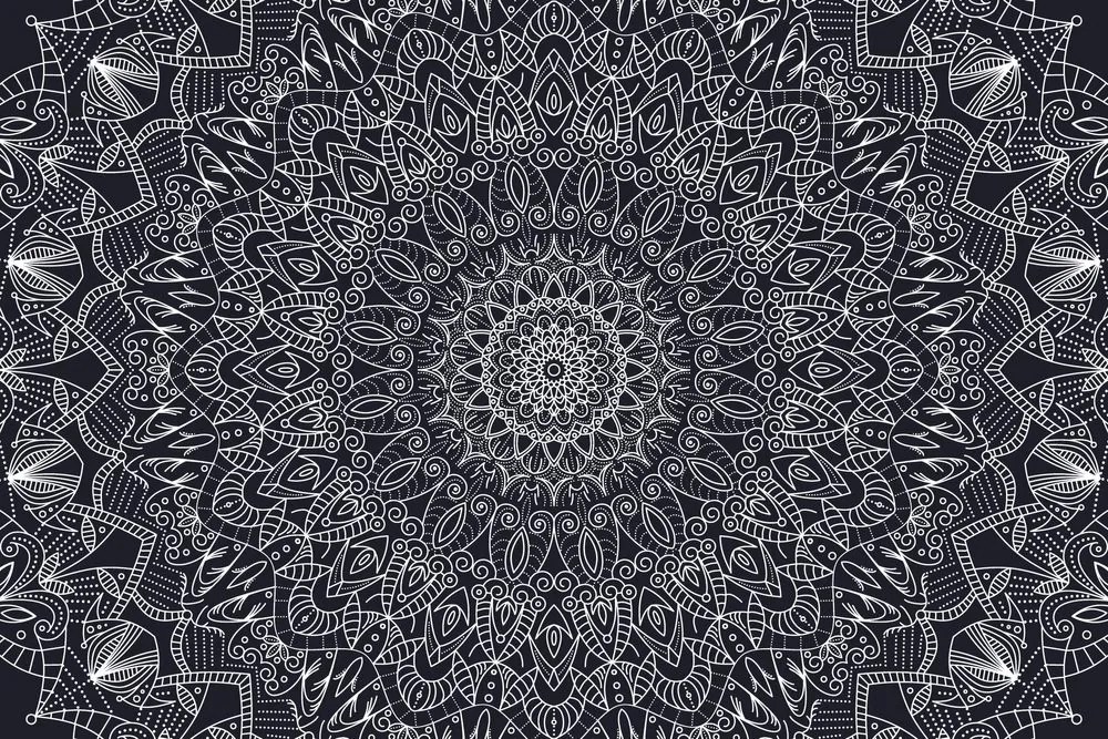 Tapeta detailná ozdobná Mandala v čiernobielom