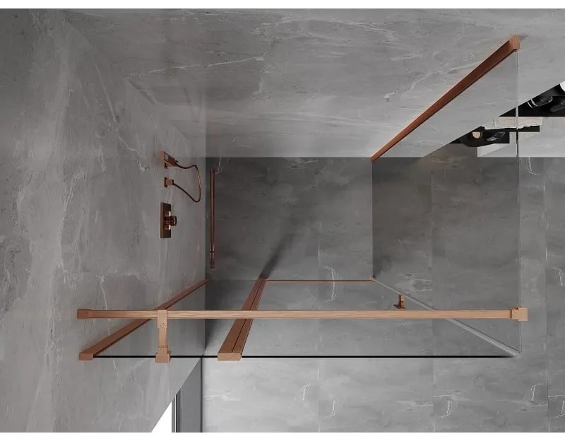 Mexen Mist T, sprchový kút s krídlovými dverami, 90 x 95 cm, 8mm číre sklo, medený profil, 8A4T-090-095-65-00