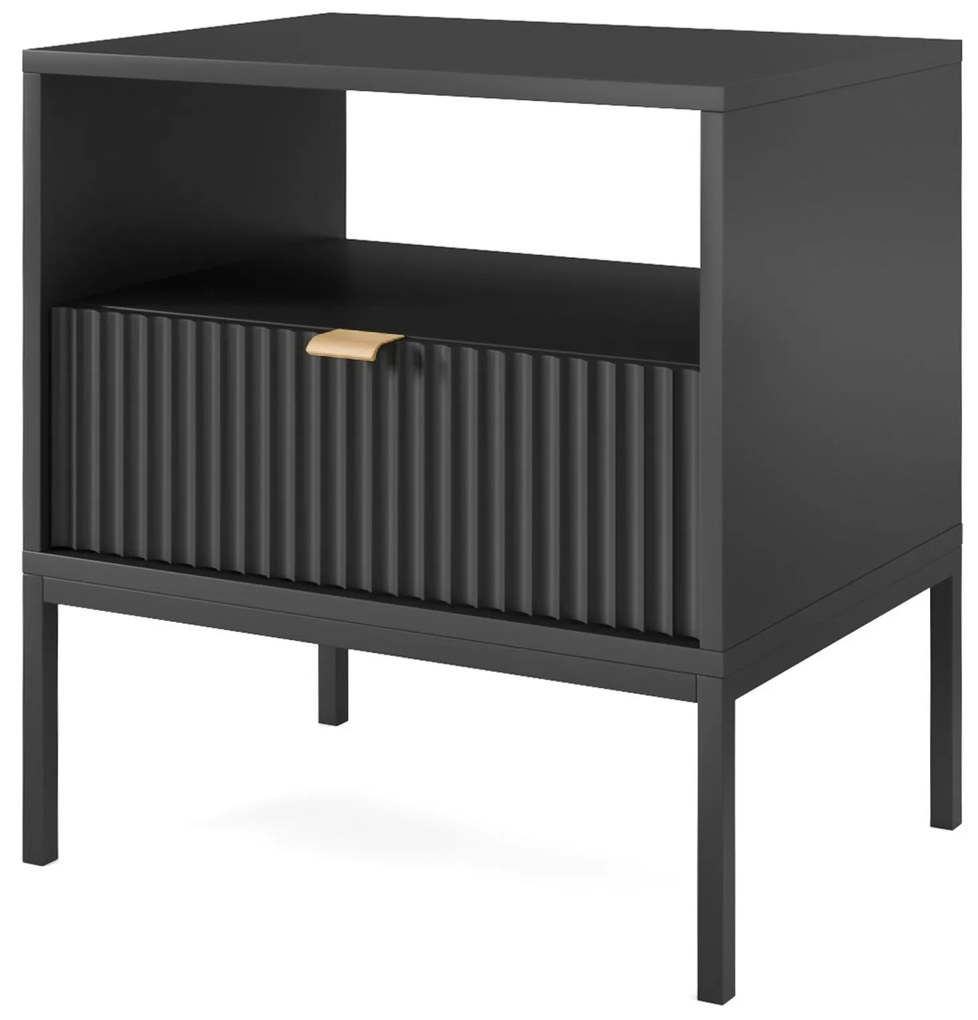 Nočný stolík Nova 54 cm čierny/čierny rám