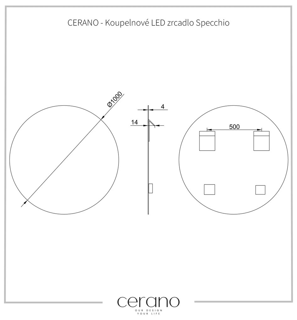 Cerano Specchio, kúpeľňové zrkadlo Ø 100 cm, CER-CER-429238