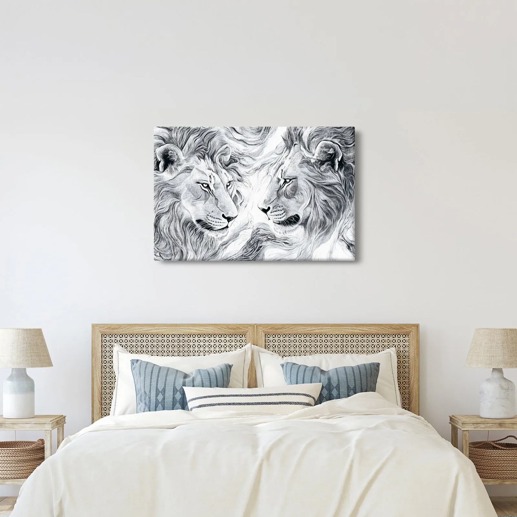 Obraz - Kreslené levie hlavy (90x60 cm)