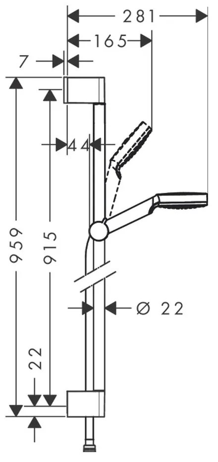Hansgrohe Crometta, sprchová sada 1jet so sprchovou tyčou 90 cm, biela/chrómová, HAN-26537400
