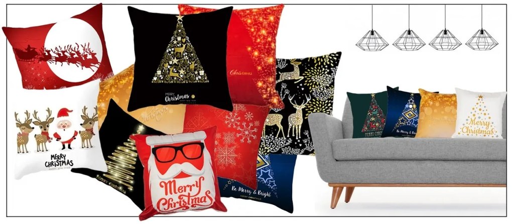 Obliečka na vankúš 3D Merry Christmas zelená