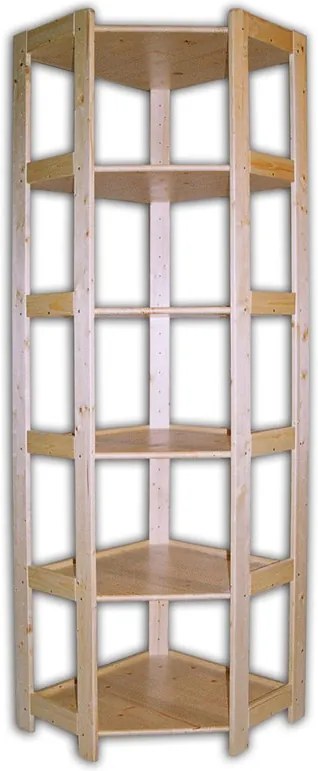 Rohový drevený regál 6 políc, 2040 x 600 x 435 mm