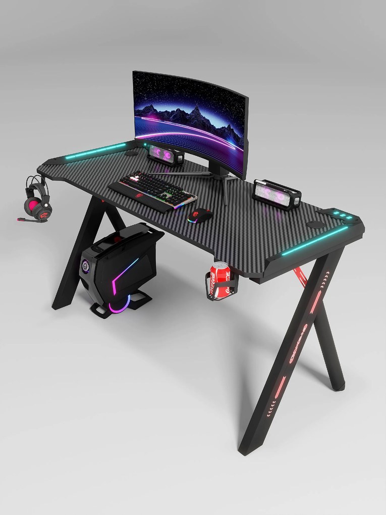 Herný stôl s podsvietením BG03 čierny 120 cm