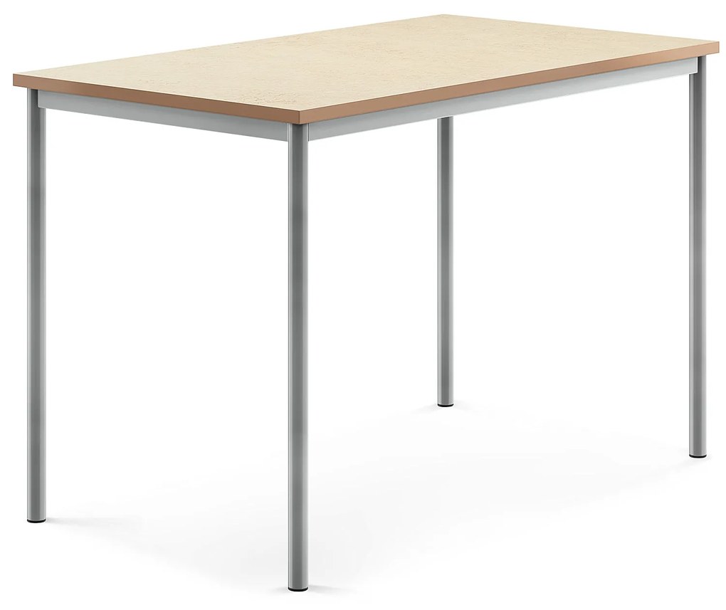 Stôl SONITUS, 1400x800x900 mm, linoleum - béžová, strieborná