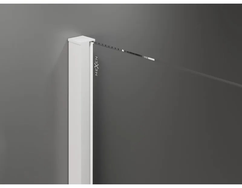 Mexen Velar, sprchový kút s posuvnými dverami 130 x 75 cm, 8mm sklo námraza, biela matná, 871-130-075-31-20